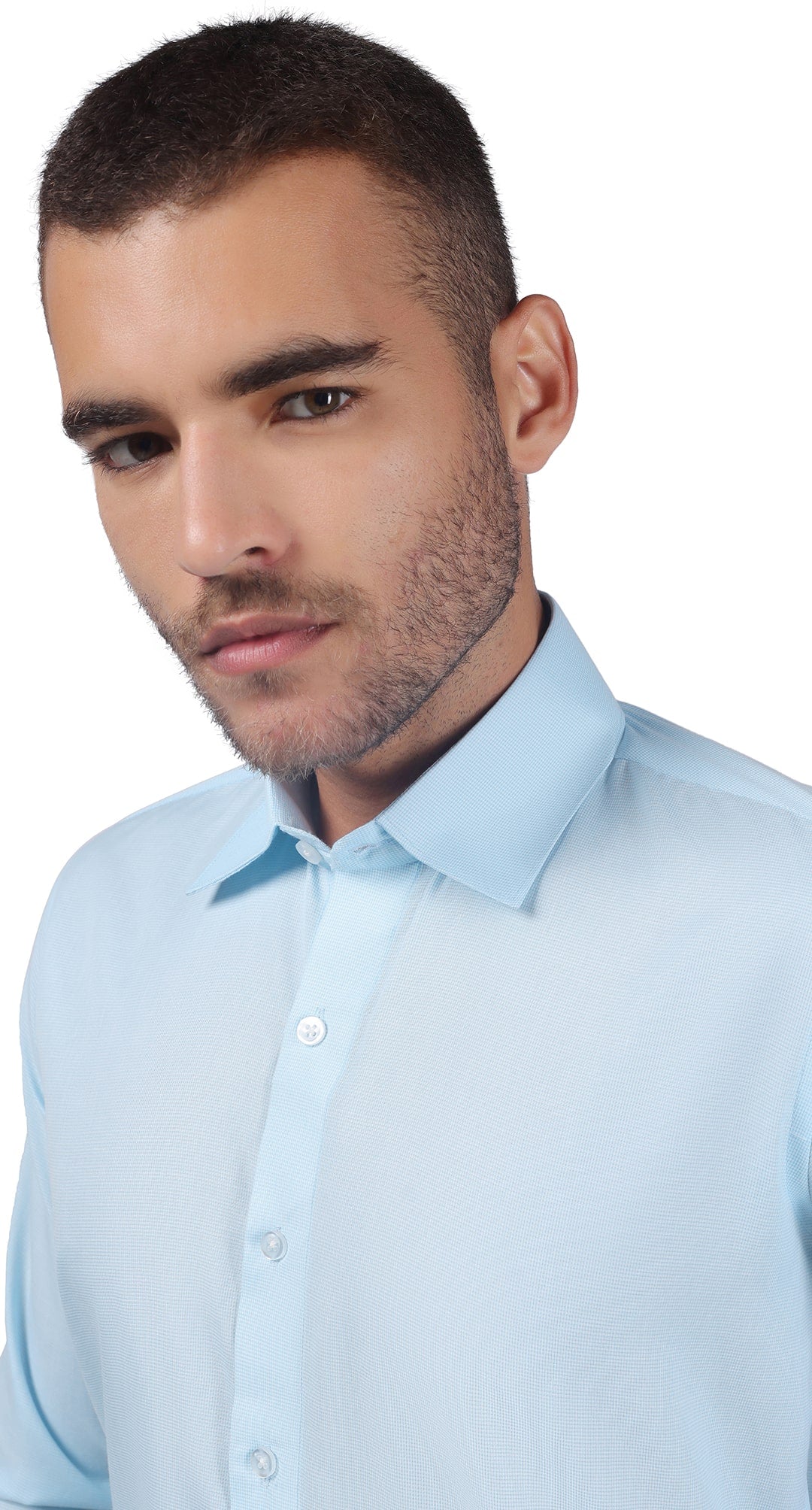 Anti-Stain Brick Check Dress Shirt β Light Blue