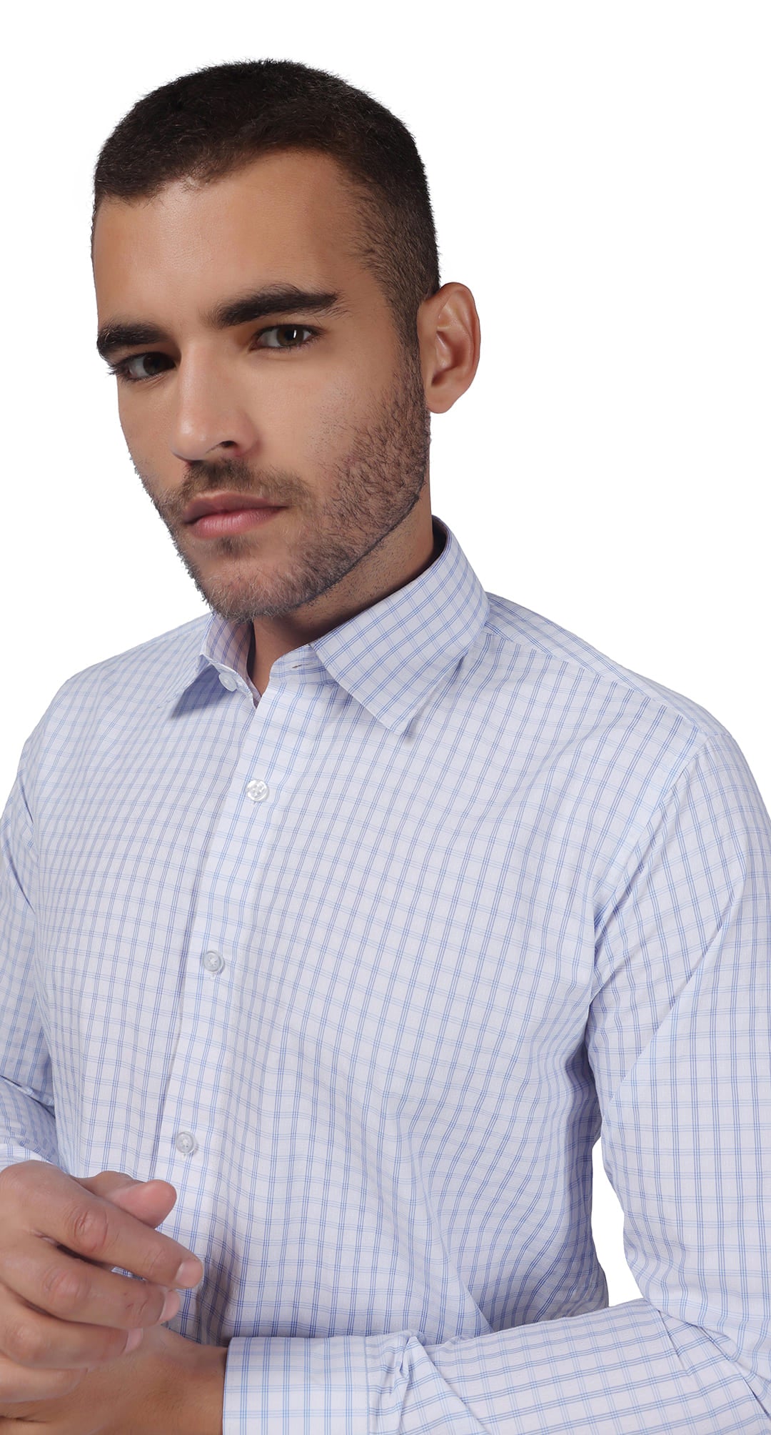Anti-Stain Brick Check Dress Shirt β White and Black check