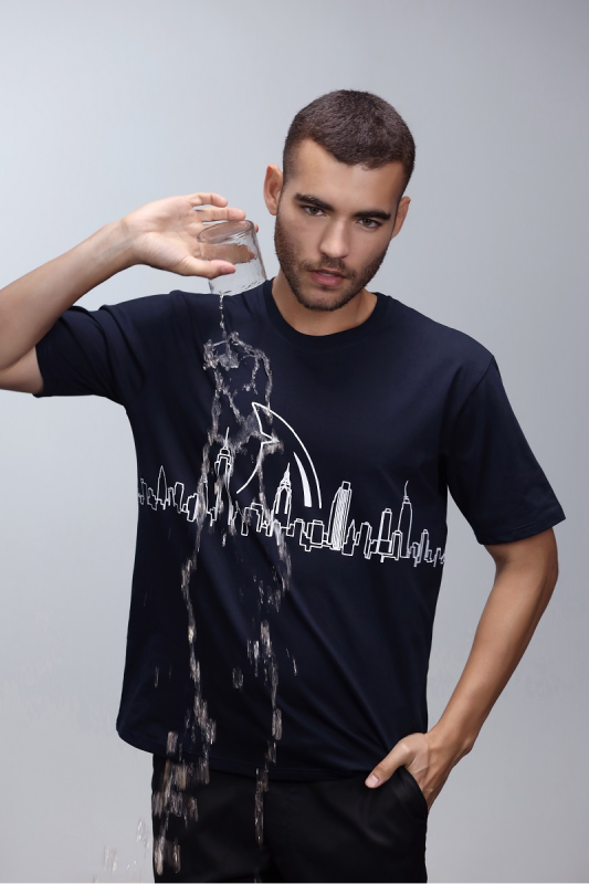 Anti-Stain Skyline Oversized T-Shirt β Navy