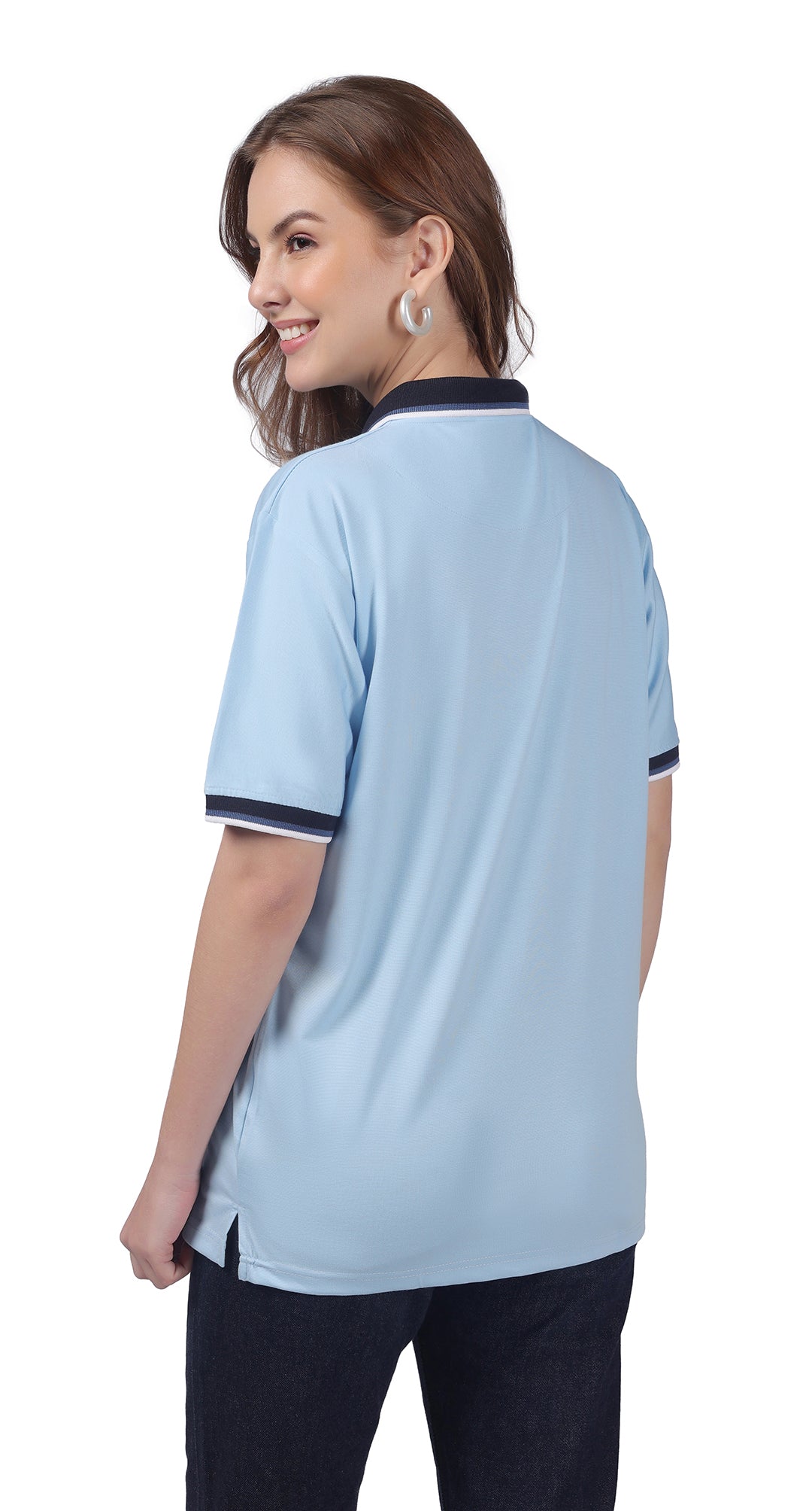 Anti-Stain Signature Style Polo T-shirt – Light Blue