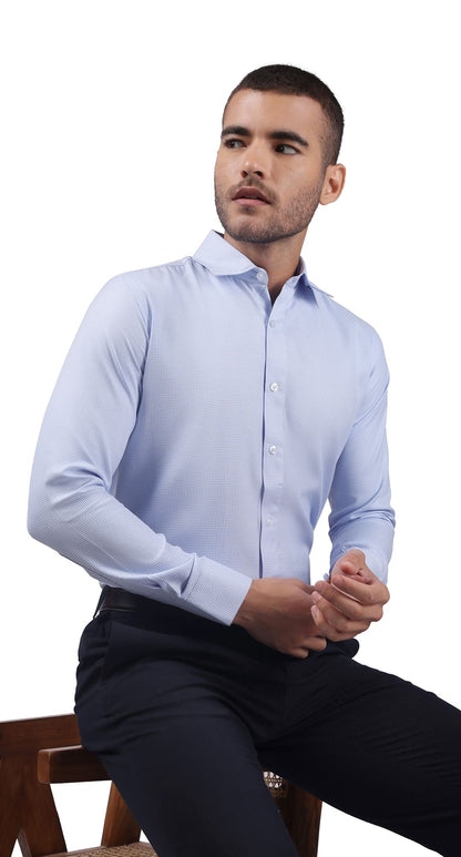 Anti-Stain Classic Check Dress Shirt – Blue