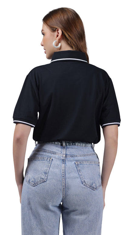 Anti-Stain Signature Style Polo T-shirt – Navy