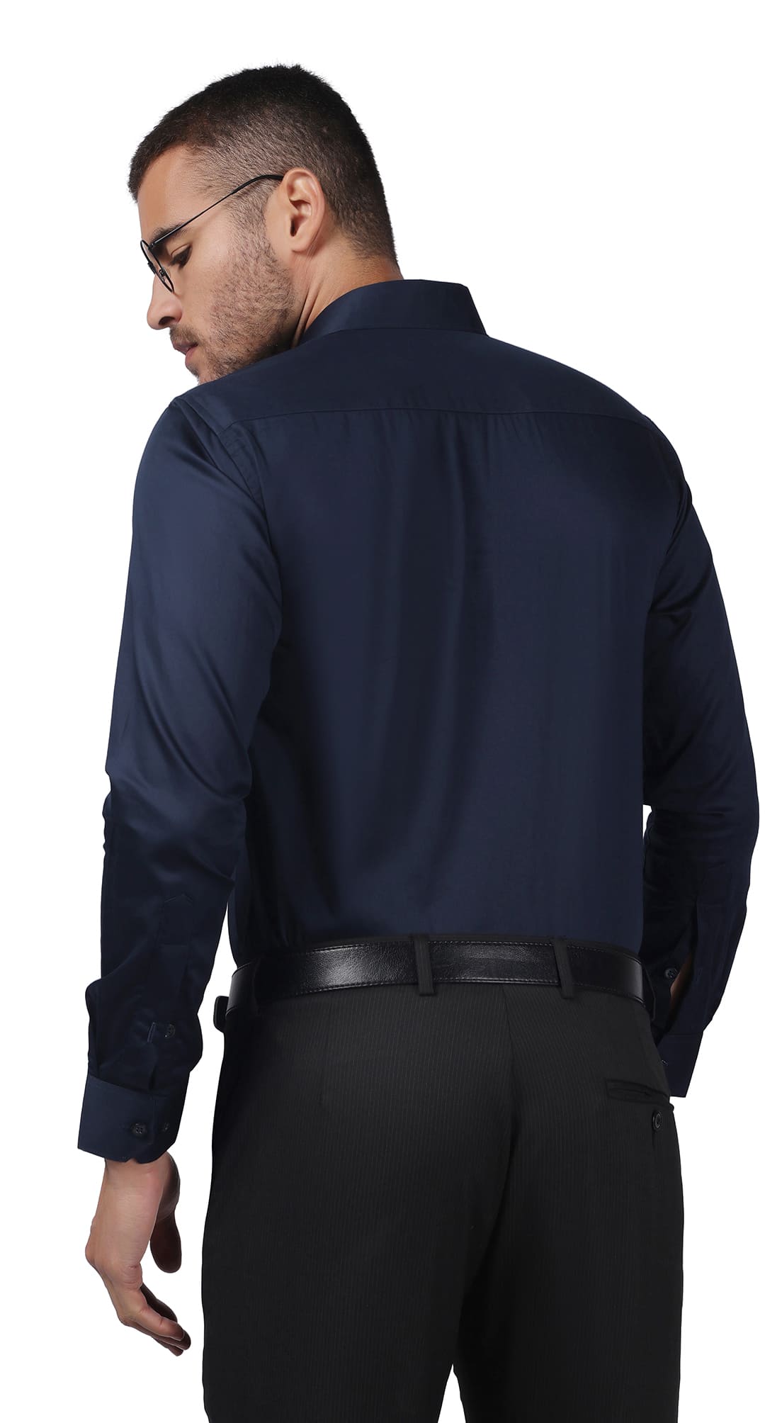 Anti-Stain Satin Dress Shirt – Navy