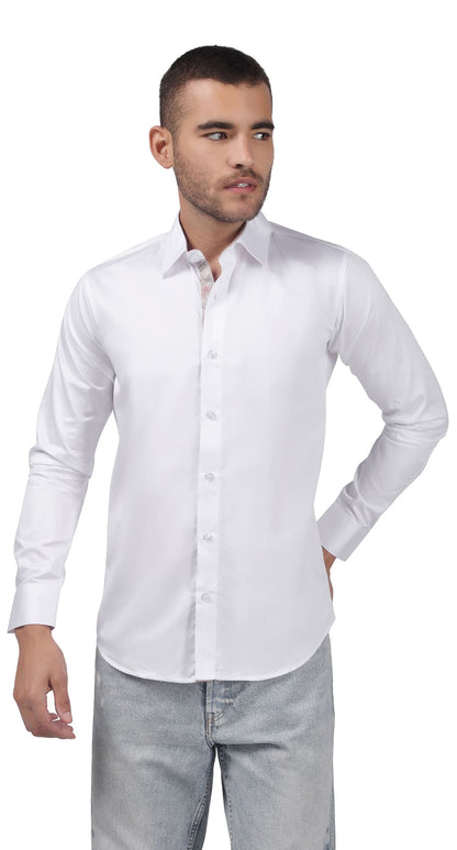Anti-Stain Satin Dress Shirt – White