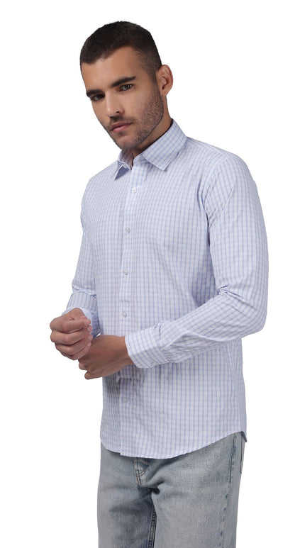 Anti-Stain Brick Check Dress Shirt – White and Black check