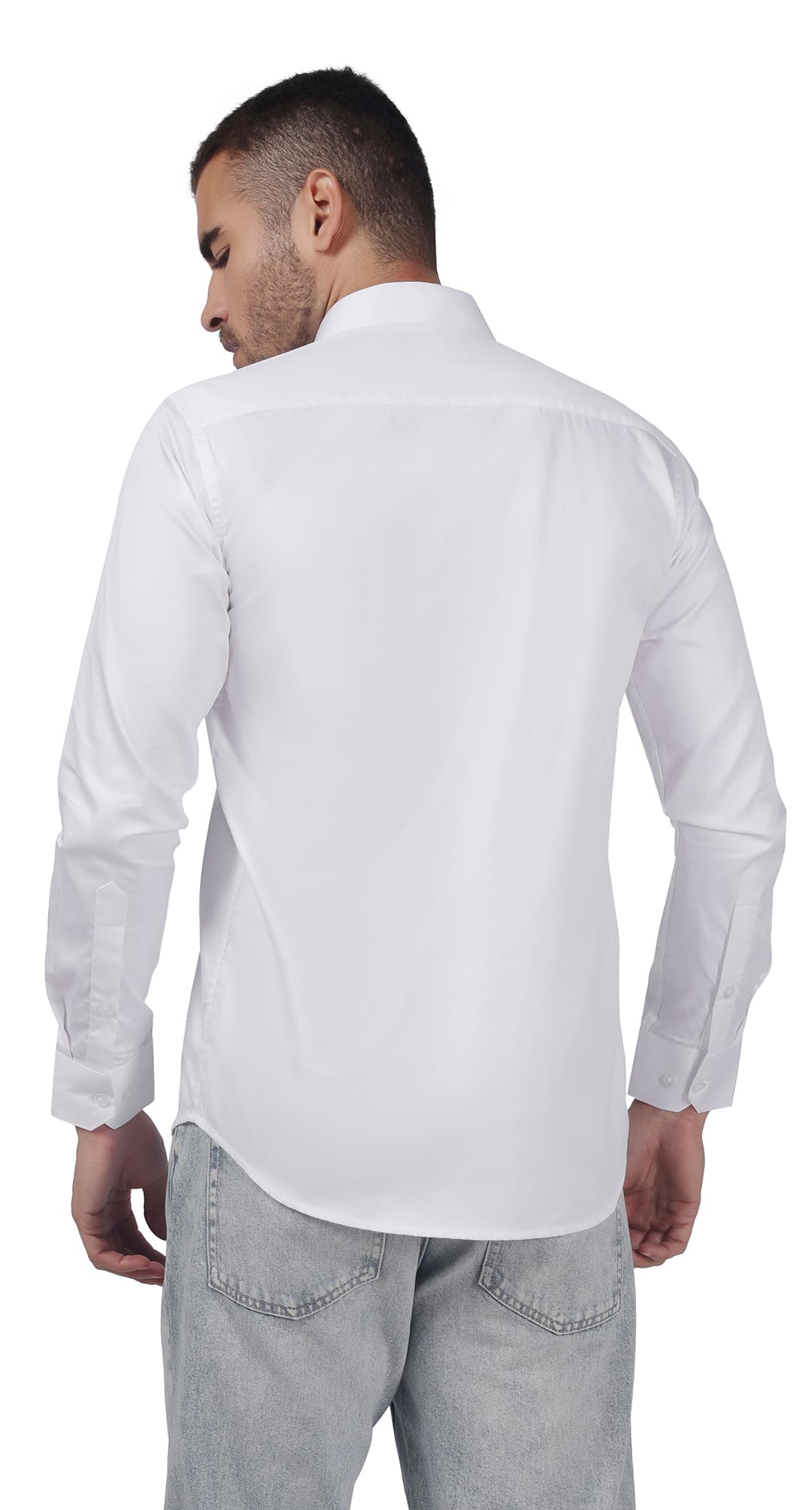 Anti-Stain Satin Dress Shirt – White