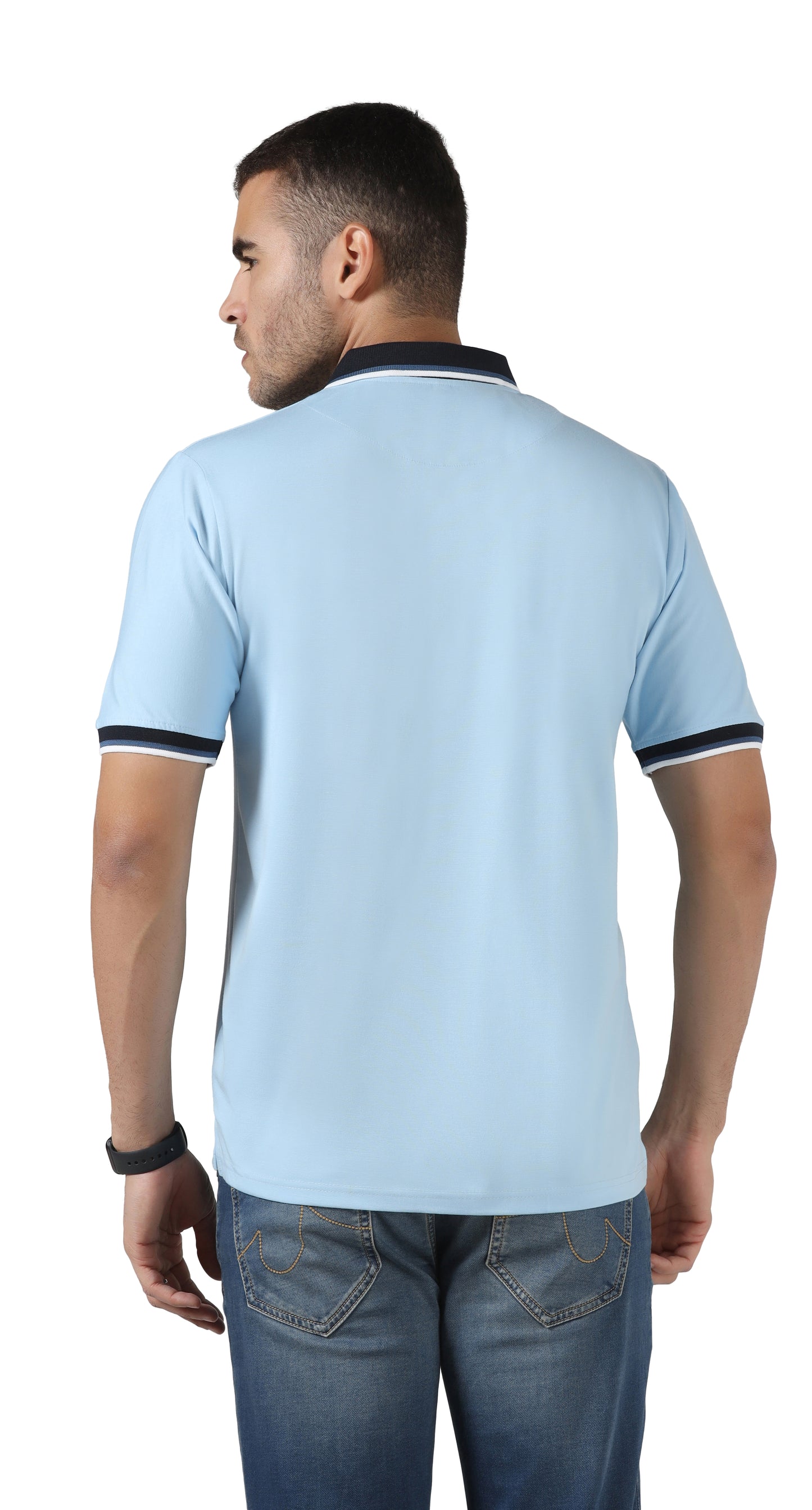 Anti-Stain Signature Style Polo T-shirt – Light Blue