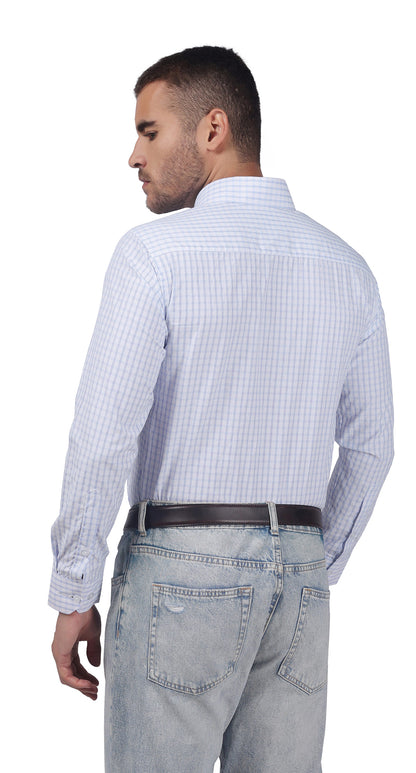 Anti-Stain Brick Check Dress Shirt – White and Black check