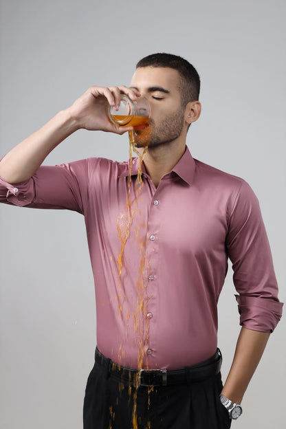Anti-Stain Satin Dress Shirt – Coral