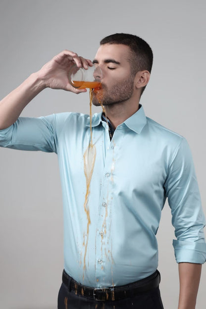 Anti-Stain Satin Dress Shirt – Light Blue