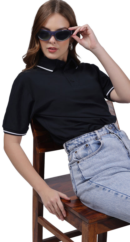 Anti-Stain Signature Style Polo T-shirt – Navy