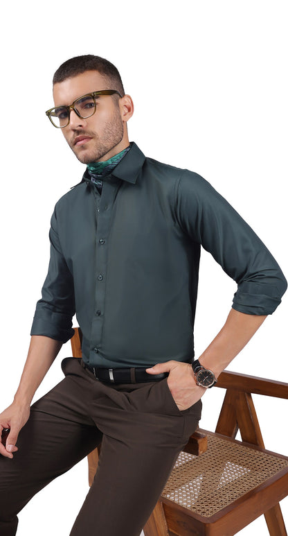 Anti-Stain Kinley Solid Dress Shirt – Dark Green