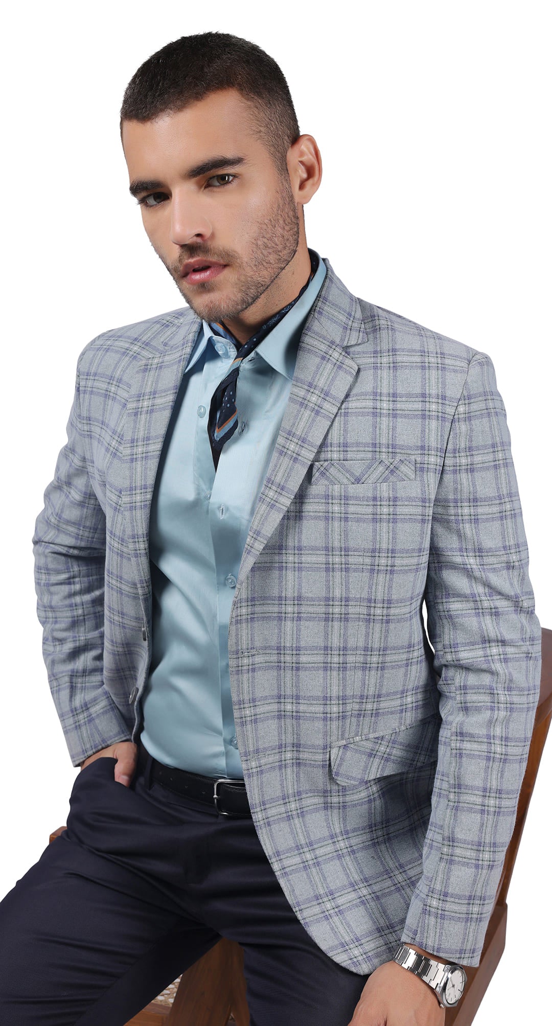 Anti-Stain Satin Dress Shirt – Light Blue