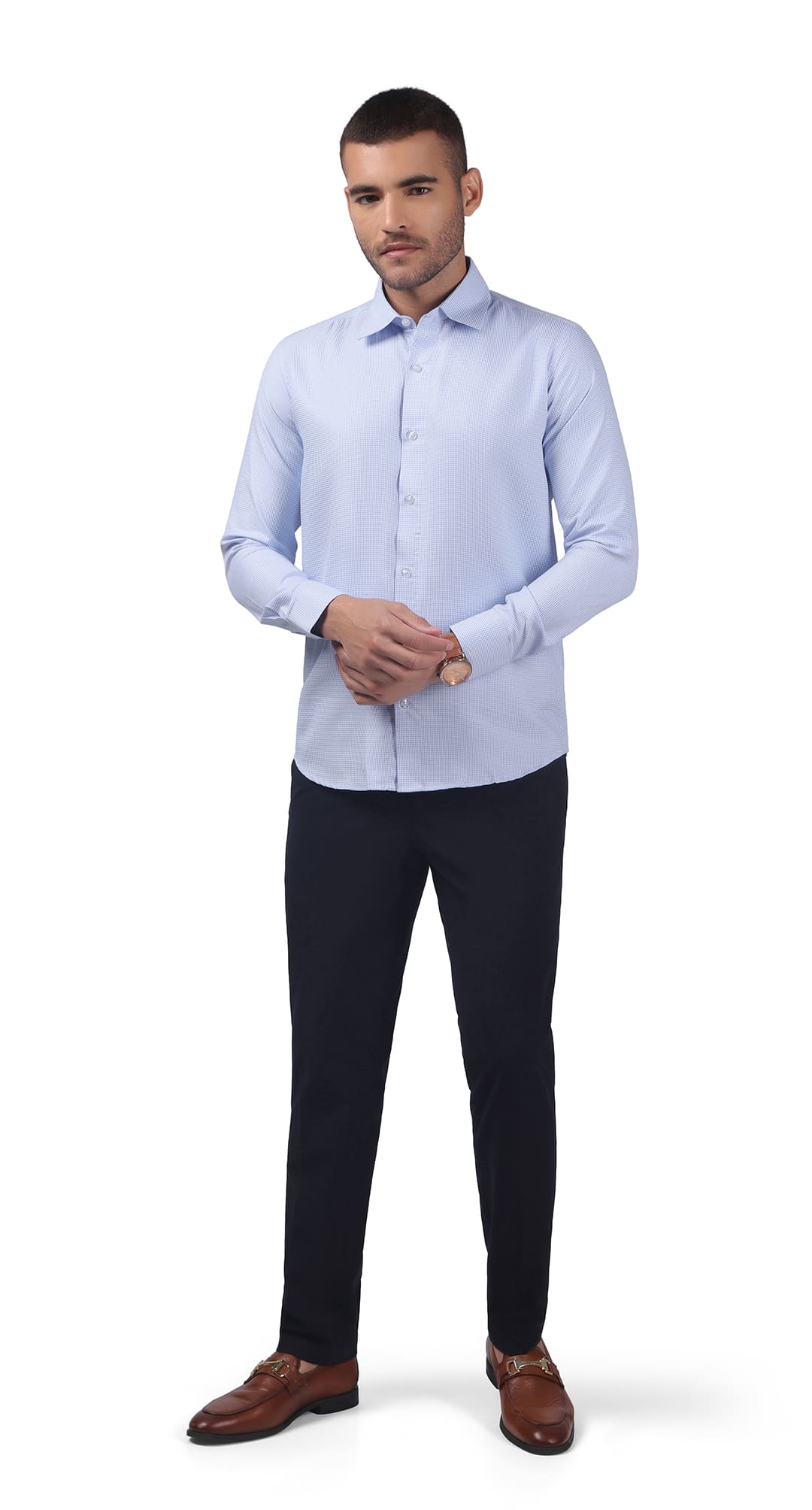 Anti-Stain Classic Check Dress Shirt – Blue