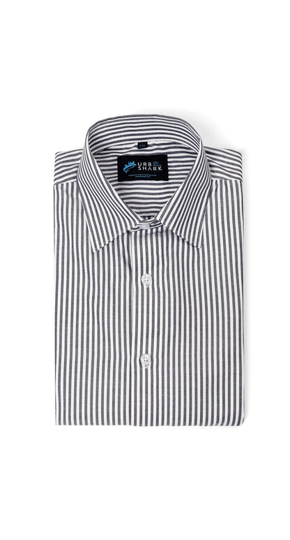 Anti-Stain Classic Stripes Dress Shirt – White and Black Stripes