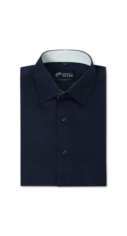 Anti-Stain Satin Dress Shirt – Navy