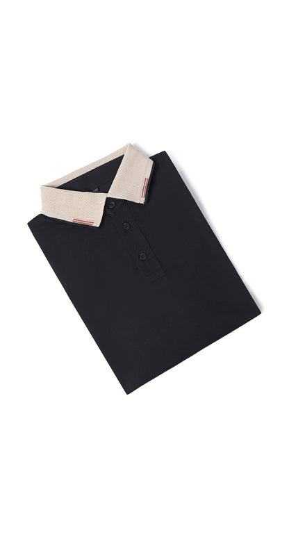 Anti-Stain Signature Style Polo T-shirt – Black