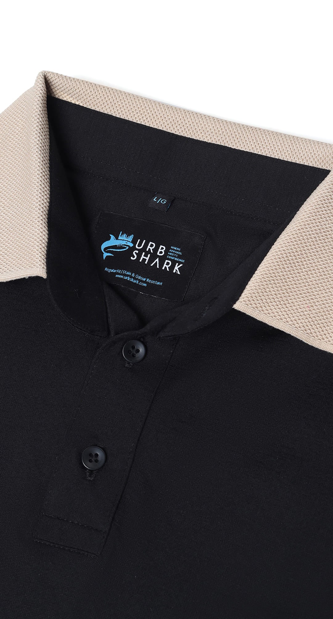 Anti-Stain Signature Style Polo T-shirt – Black