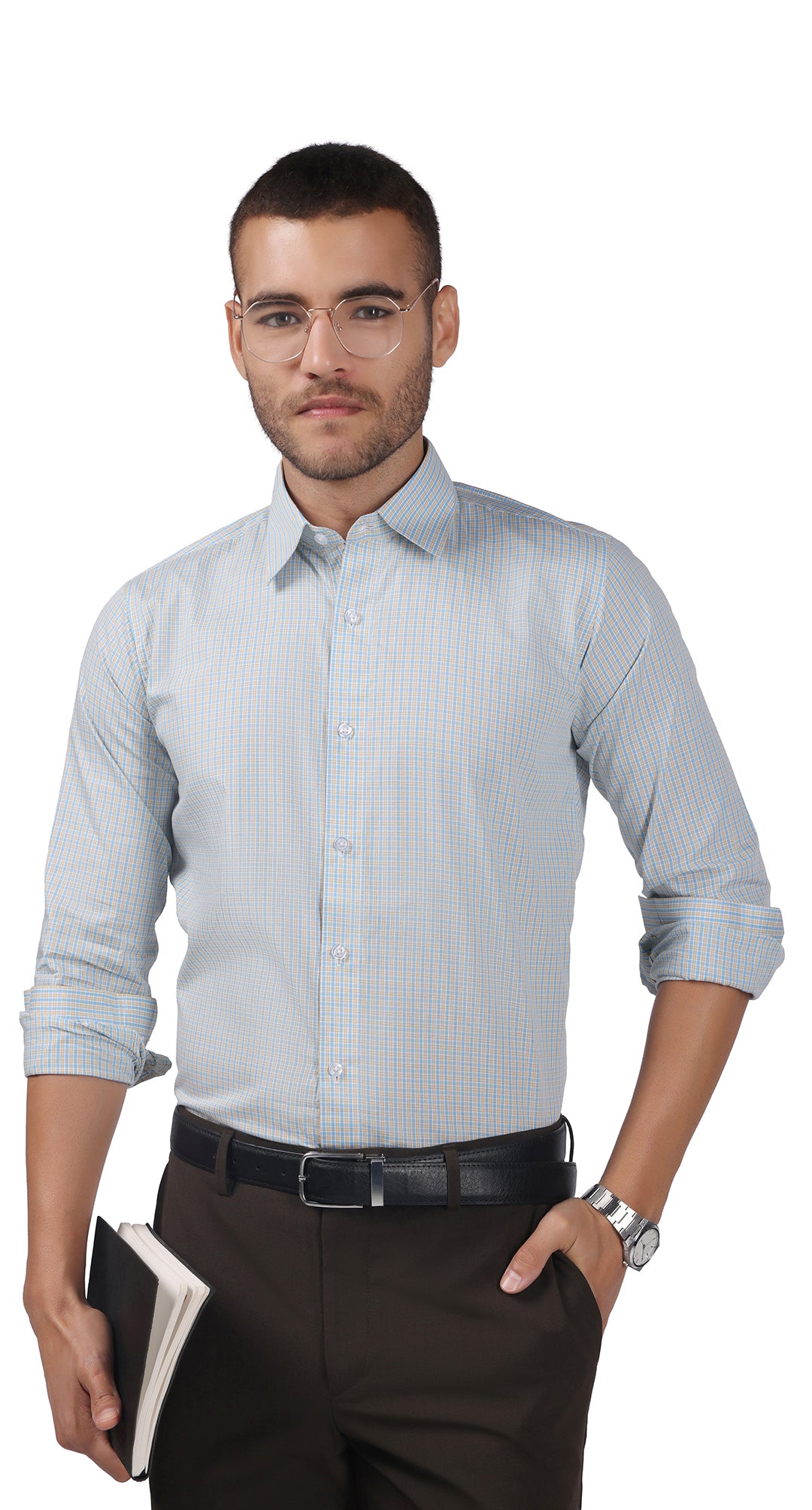 Anti-Stain Brick Check Dress Shirt – Light Green
