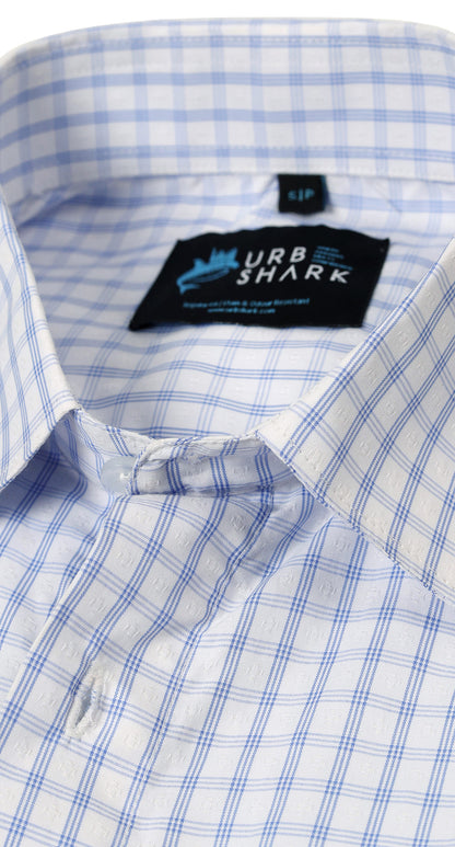 Anti-Stain Brick Check Dress Shirt – White and Black check