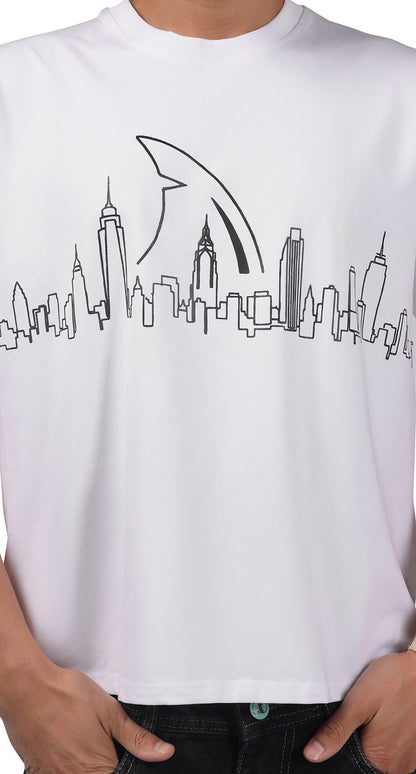 Anti-Stain Skyline Oversized T-Shirt – White