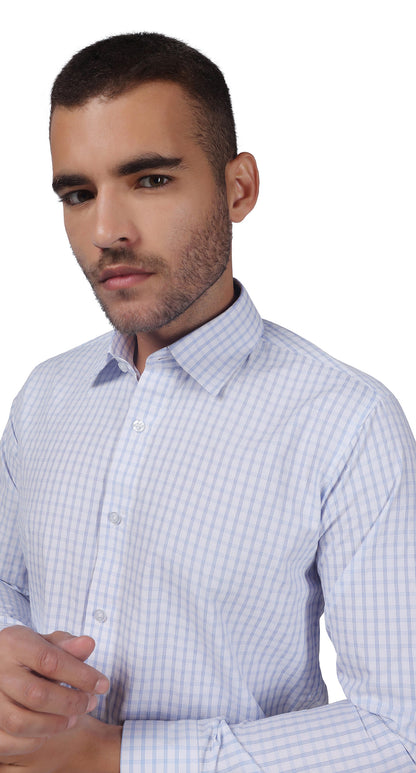 Anti-Stain Brick Check Dress Shirt – White and Black check
