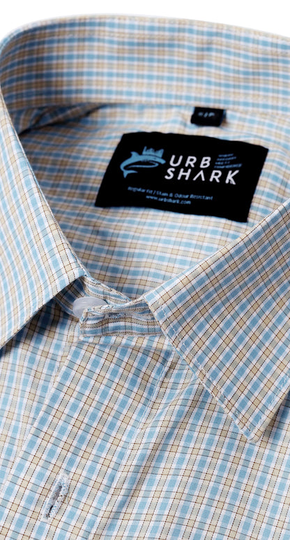 Anti-Stain Brick Check Dress Shirt – Light Green