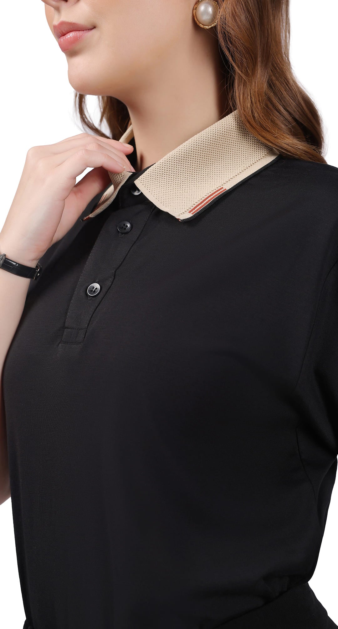 Anti-Stain Signature Style Polo T-shirt – Black