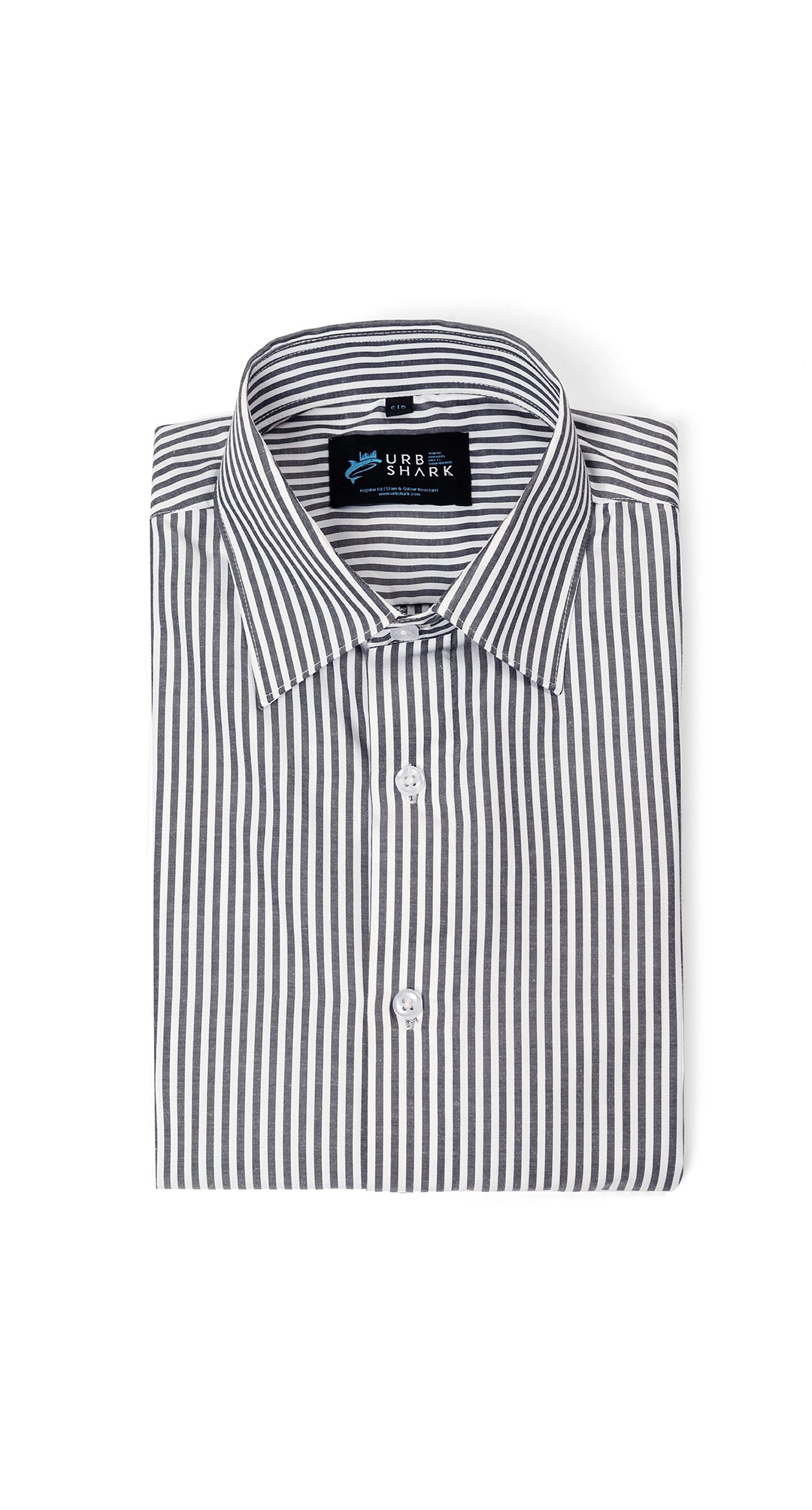 Anti-Stain Classic Stripes Dress Shirt – White and Black Stripes