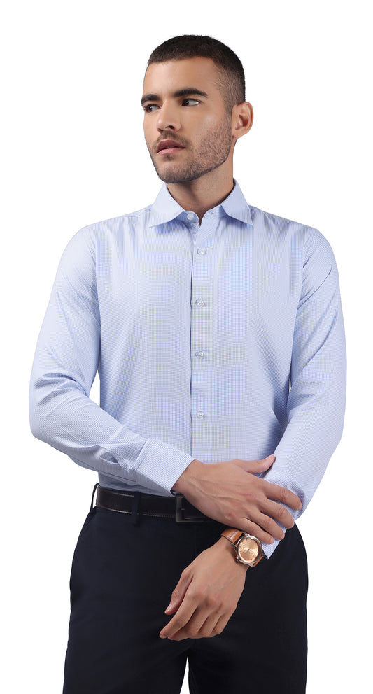 Anti-Stain Classic Check Dress Shirt – Blue