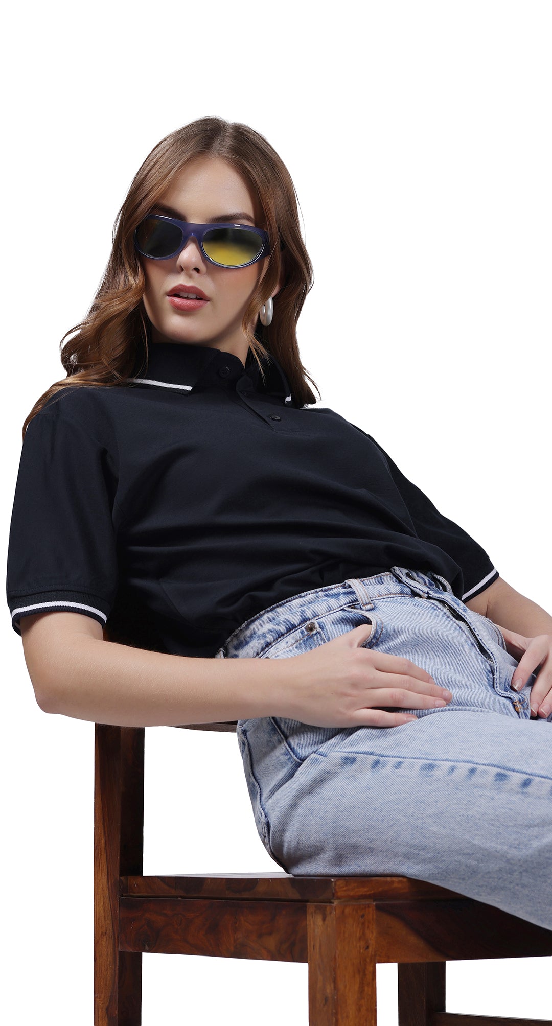 Anti-Stain Signature Style Polo T-shirt – Navy