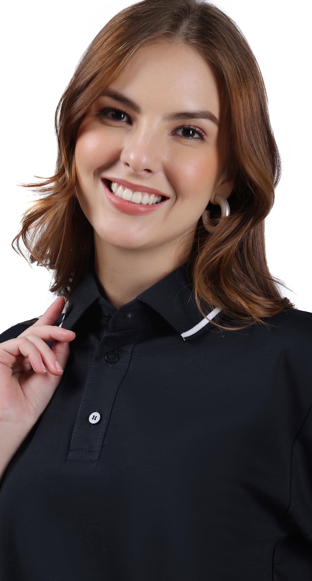 Anti-Stain Signature Style Polo T-shirt – Navy