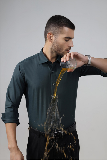 Anti-Stain Kinley Solid Dress Shirt – Dark Green