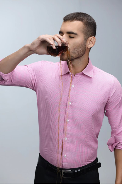 Anti-Stain Polyester Viscose Yarn Dress Shirt – Pink