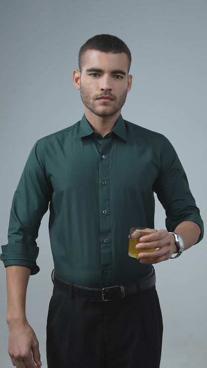 Anti-Stain Kinley Solid Dress Shirt – Dark Green