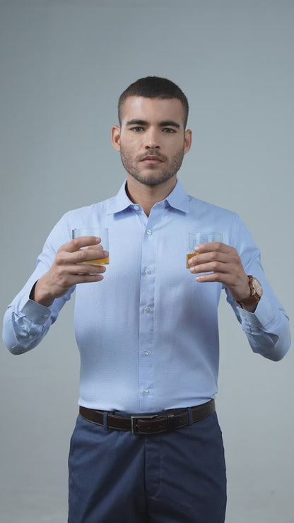 Anti-Stain Classic Check Dress Shirt – Blue