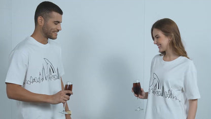 Anti-Stain Skyline Oversized T-Shirt – White
